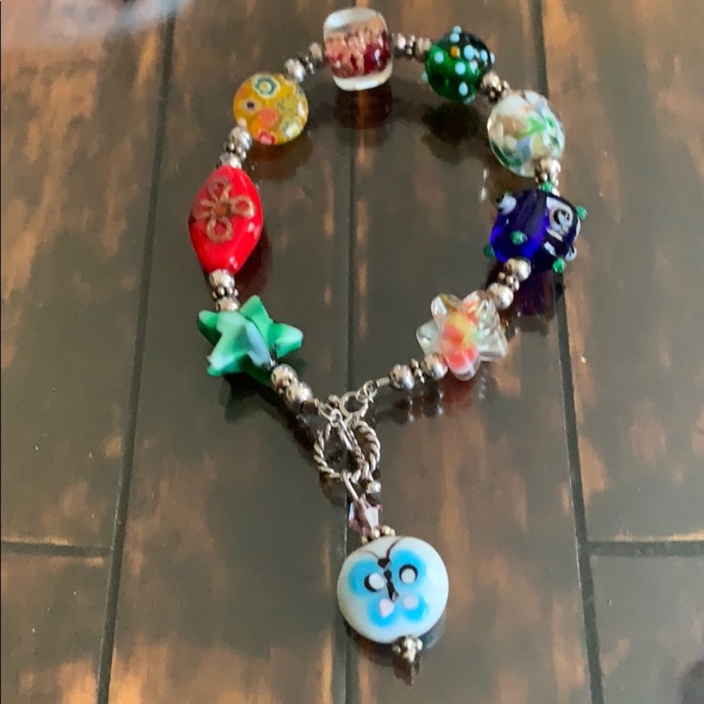 Italian bracelet in sterling silver and beads.